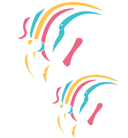 Vibrant minimalist tropical fish vector art on transparent background