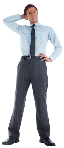 Confident Businessman Posing Transparently in Professional Attire