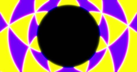 Hypnotic neon spiral in vivid purple and yellow motif