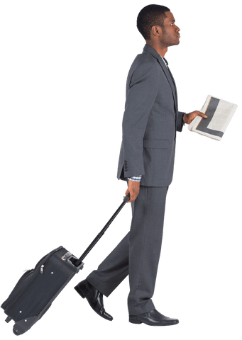 young professional man pulling suitcase holding magazine transparent - Download Free Stock Videos Pikwizard.com