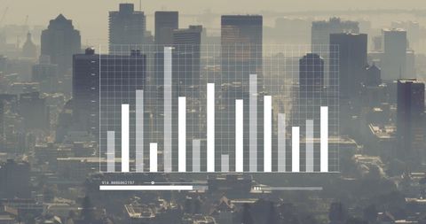Financial Data Processing Overlay on Urban Cityscape - Download Free Stock Images Pikwizard.com