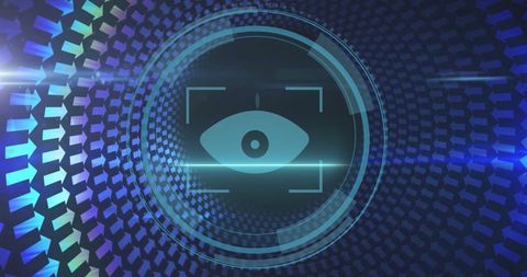 Futuristic biometric eye scanner with digital interface