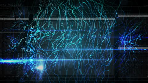 Dynamic Waves and Bright Lights on Black Background