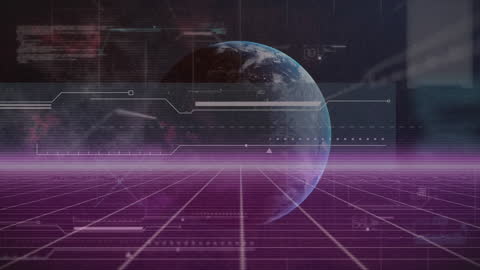 Futuristic Globe with Data Processing Overlay Imagery