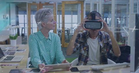 Diverse Professionals Embracing Virtual Reality Technology at Work