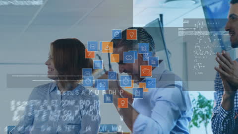 Tech-Driven Success Celebration in Modern Office Environment