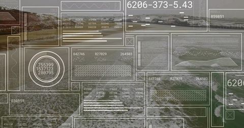 Drone HUD Overlay Showing Coastal Aerial View with Telemetry Charts and Wave Analytics