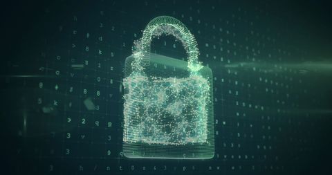 Cybersecurity Symbol with Digital Lock and Matrix Visuals - Download Free Stock Images Pikwizard.com