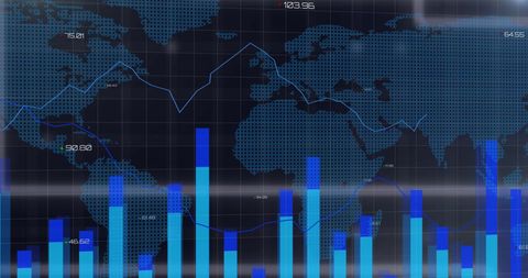 Global Data Visualization with Digital World Map and Graphs - Download Free Stock Images Pikwizard.com