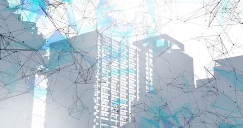 Abstract Digital Network with Modern Urban Architecture - Download Free Stock Images Pikwizard.com