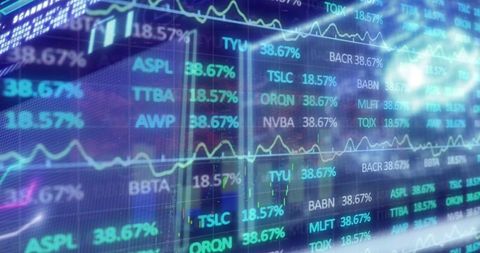 Digital trading screen with financial data and analytics