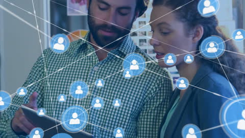 Collaborating Business Professionals Navigating Digital Networking