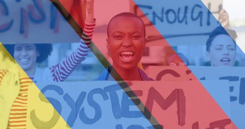 Diverse Protesters Advocating Change with Bold Message