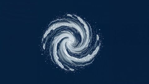 Dynamic water vortex against deep blue background