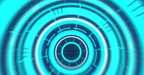 Futuristic Digital Target Interface with Blue Neon Circles