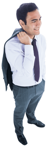 Happy Biracial Businessman with Suit on Transparent Background