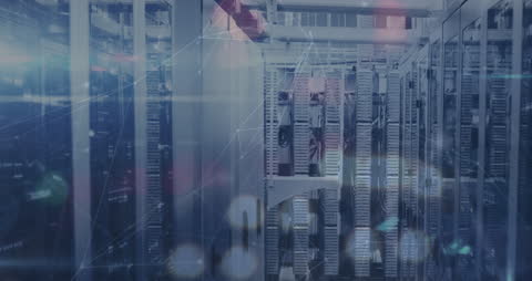 Networking Technology with Digital Data Connections in Server Room