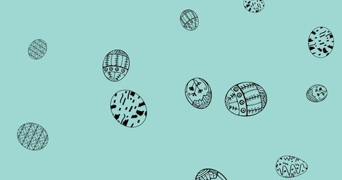 Colorful Easter Eggs with Intricate Patterns on Green Background