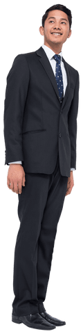 Transparent Image of Smiling Asian Businessman in Suit