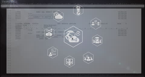 Digital Medical Icons Overlay on Data Screen