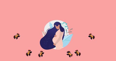 Pregnant Woman with Butterflies on Pink Background - Download Free Stock Images Pikwizard.com