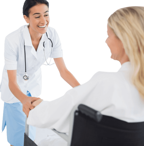 smiling doctor assisting wheelchair patient on transparent background - Download Free Stock Videos Pikwizard.com