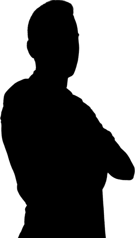 Transparent Silhouette Man Standing with Arms Crossed