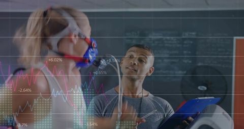 Athlete with VO2 Mask on Treadmill for Performance Testing