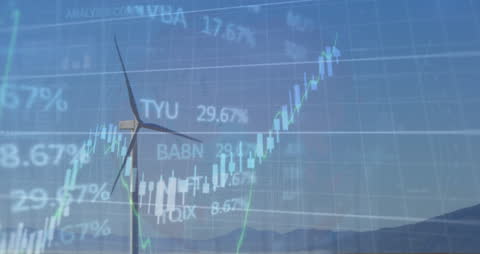 Financial Data Analysis Overlaid on Wind Turbine Imagery