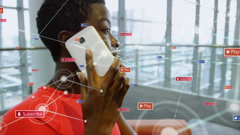 Connecting Through Technology Concept with Smartphone and Network Icons