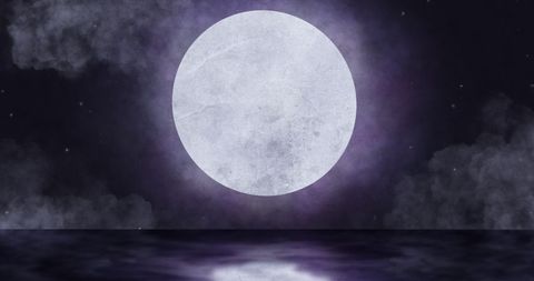 Full Moon Reflected in Misty Winter Nighttime Waterscape - Download Free Stock Images Pikwizard.com