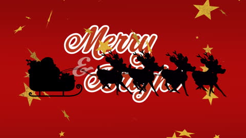 Santa Claus Silhouette Flying with Reindeer Vector