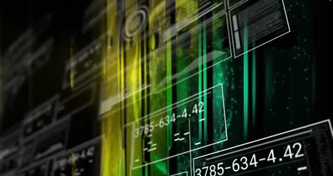 Futuristic Digital Interface with Streaming Data Panels