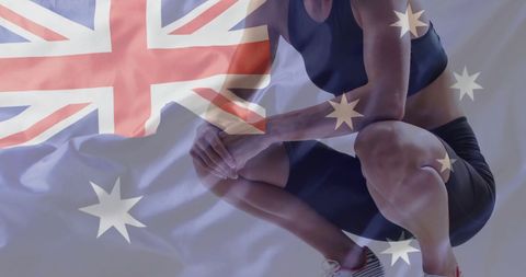 Caucasian female athlete with australian flag motif
