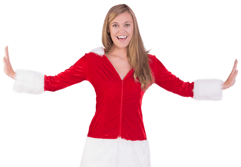 smiling woman in festive red outfit on transparent background - Download Free Stock Videos Pikwizard.com