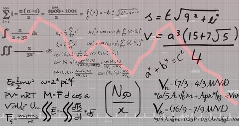 Mathematical Formulas and Red Line Graph in Foggy Background - Download Free Stock Images Pikwizard.com