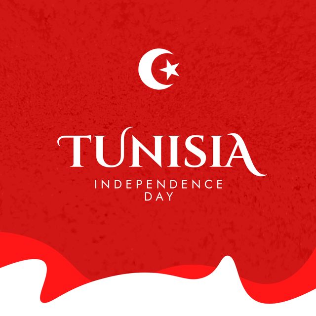 Tunisia Independence Day Celebration with Crescent and Star on Red Background - Download Free Stock Templates Pikwizard.com