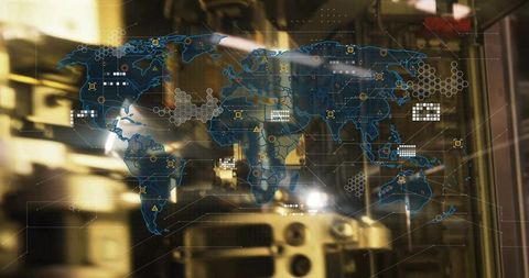 Holographic world map in high-tech facility visualization
