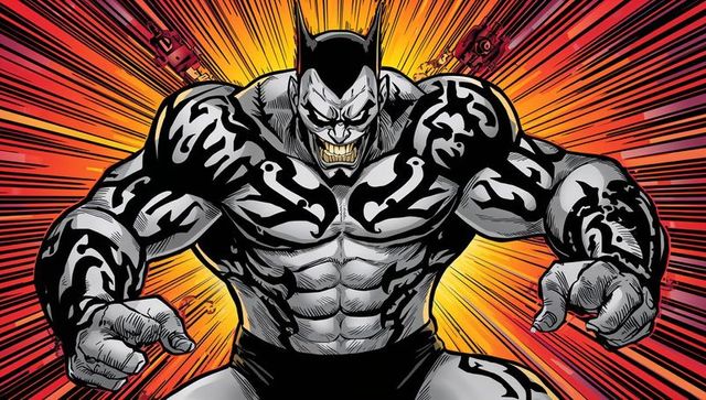 Dynamic demonic creature with tribal tattoos in comic style