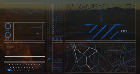 Futuristic Dashboard Interface with Digital Charts and Graphs