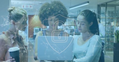 Diverse Business Team Discussing Digital Security in Modern Office