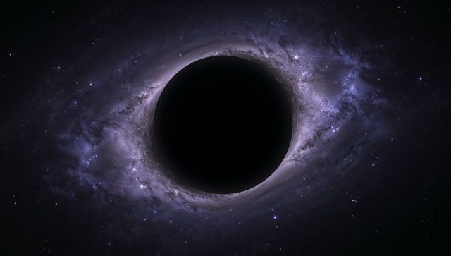 Black hole with accretion disk and lensed starlight in space
