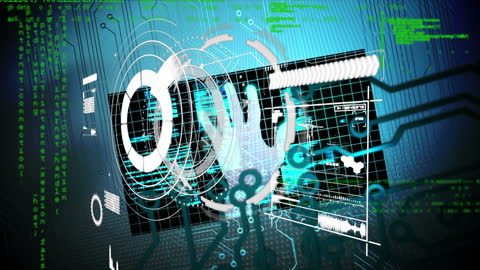 Digital Interface Animation with Padlock and Data Connections