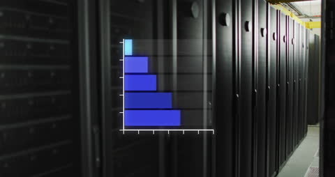 Animated Blue Graph Overlay on Modern Data Center