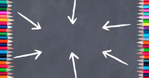 Creative Chalkboard Design with Arrows and Colored Pencils