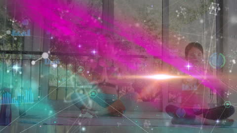 Digital Overlay on Yoga Practice Illuminating Tech Connection