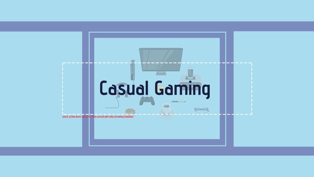 Casual Gaming Banner with Gaming Icons on Blue Background - Download Free Stock Templates Pikwizard.com