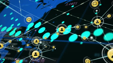 Digital Network Connection Over Data Processing Animation