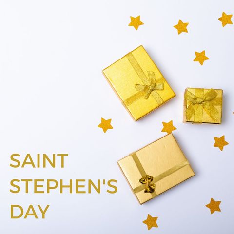 Saint stephen's day celebration with golden gifts and stars