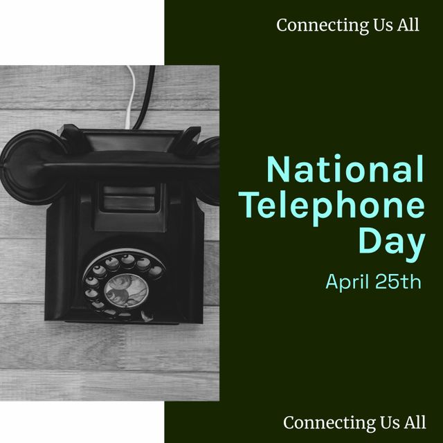 National Telephone Day Poster with Retro Phone Image - Download Free Stock Templates Pikwizard.com